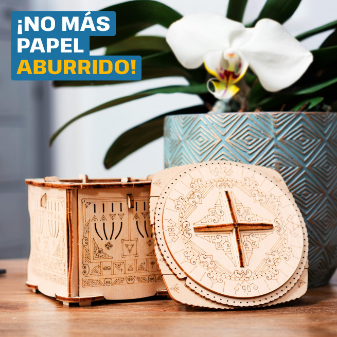 Imágenes y fotos de Wooden Secret LOCK BOX, KIT DE ROMPECABEZAS 3D PARA ARMAR POR TI MISMO. ESC WELT.