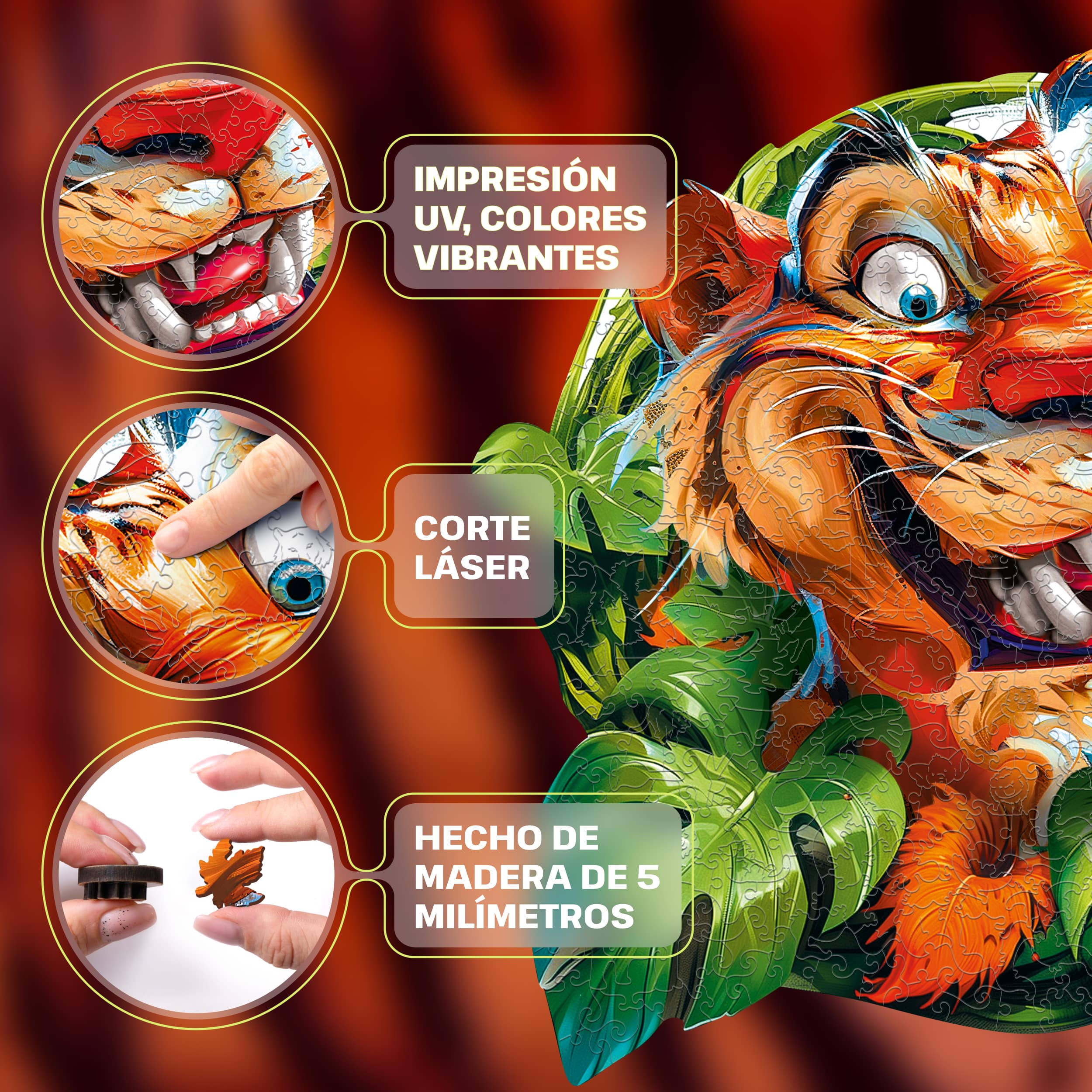 Imágenes y fotos de Funny Tiger Puzzle 200 pieces. ESC WELT.