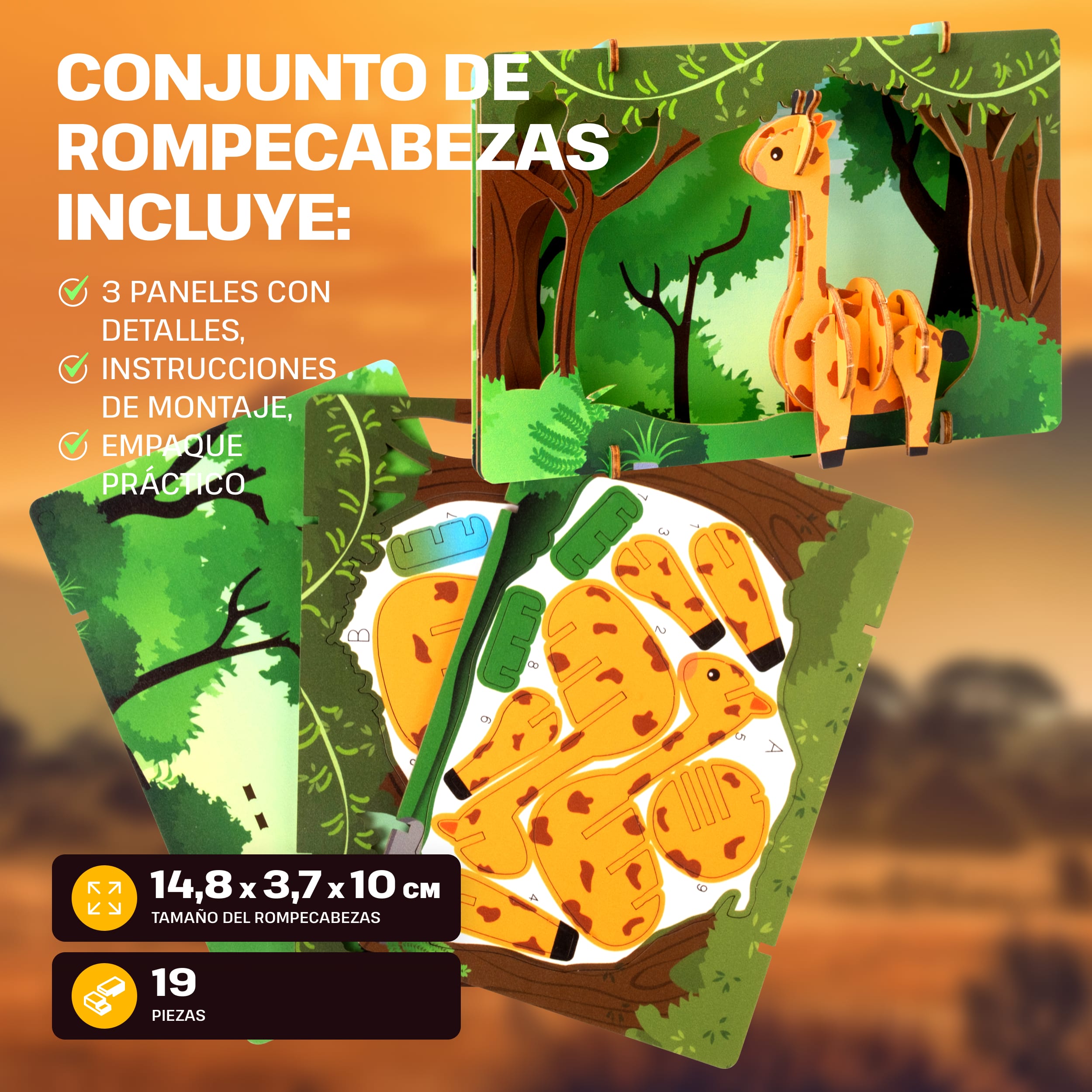 Imágenes y fotos de Safari Wonders 3D Puzzle Kit. ESC WELT.