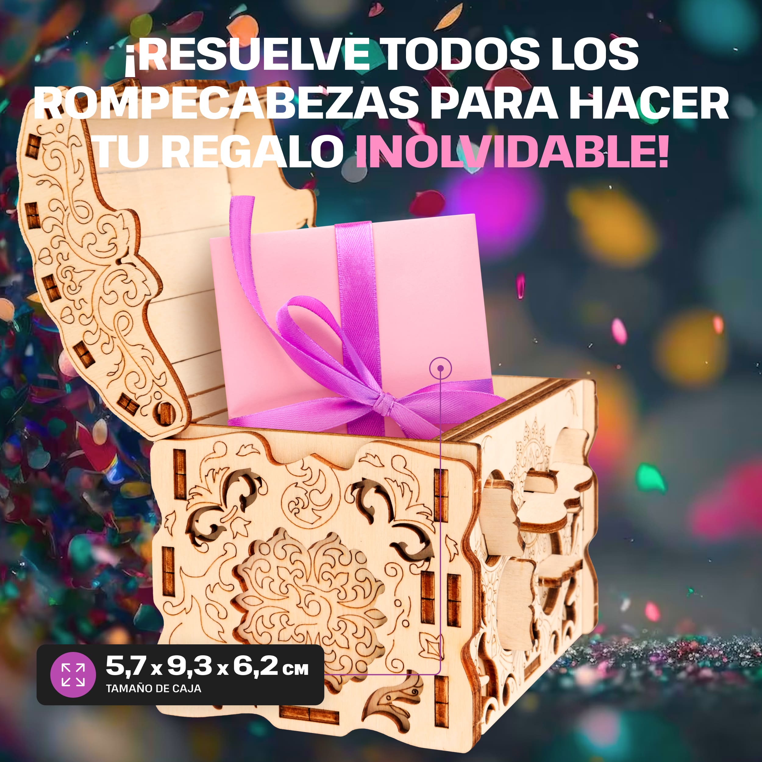 Imágenes y fotos de Wooden Secret TREASURE BOX, KIT DE ROMPECABEZAS 3D PARA ARMAR POR TI MISMO. ESC WELT.